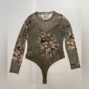 All Saints Olive Floral Bodysuit